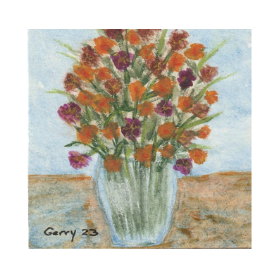 © Gerry Jöris  - Vaas met bloemen - 7x7 - aquarel op papier - mei 2023