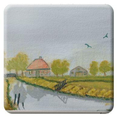© Gerry Jöris - Polderlandschap - 31x23 - aquarel op papier-cotton 640 gr - 3-12-2024